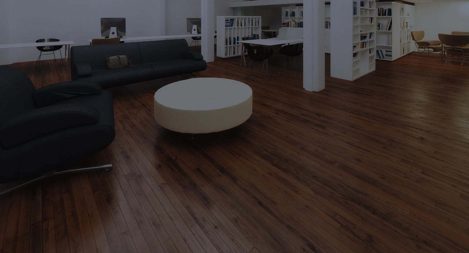 wide living area wiith vinyl flooring